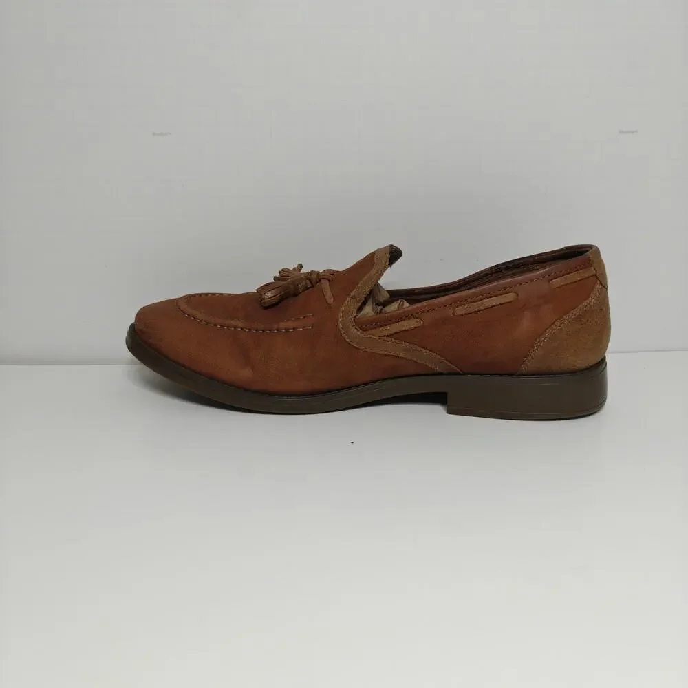 Clarks Collection Men Size 12 Brown Leather Tassel Loafers Cushion Ortholite